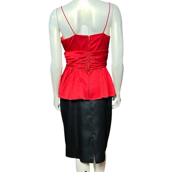 Vintage JCPenney Red Peplum Top Rhinestone Bow Detail Size 11 12 - Picture 9 of 16